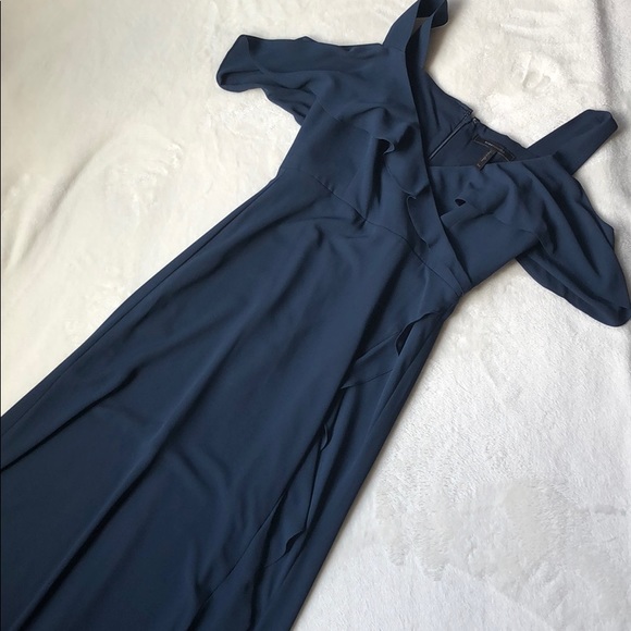BCBGMaxAzria Dresses & Skirts - BCBG Charley navy full length ruffle gown